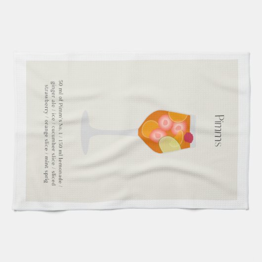 Cocktailhandtuch, Pimms Cup Illustration Geschirrtuch (Horizontal)