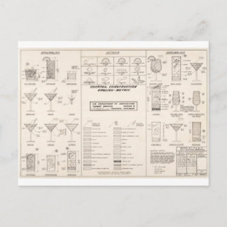 Cocktailkarte Mitte des Jahrhunderts Postkarte