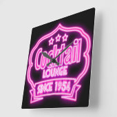 Cocktaillounge Mitte des Vintagen Jahrhunderts Neo Quadratische Wanduhr (Winkel)