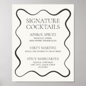 Cocktailmenü "Charcoal Wavy Border" Poster (Vorne)