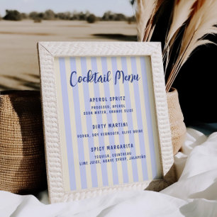 Cocktailmenü des handgezogenen Brautparty Poster