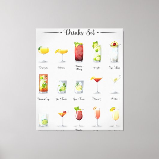 Cocktailmenü Leinwanddruck (Vorderseite)