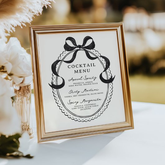 Cocktailmenü mit schwarzer Hand Poster