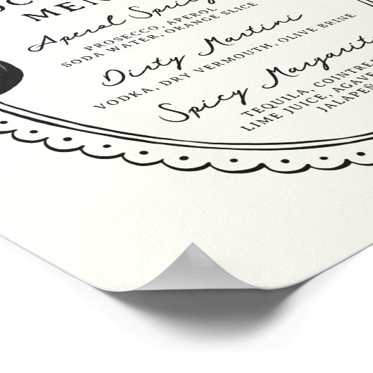 Cocktailmenü mit schwarzer Hand Poster (Ecke)