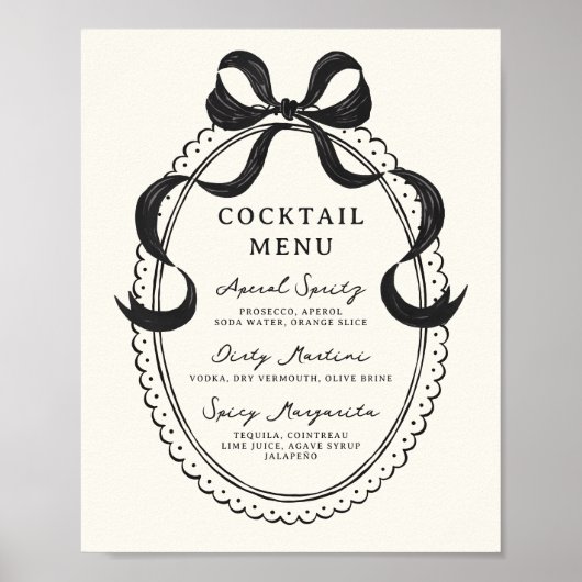 Cocktailmenü mit schwarzer Hand Poster (Vorne)