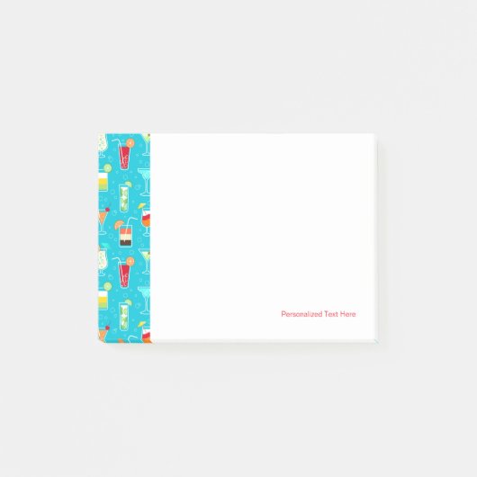 Cocktailmuster auf Aquamarinem Hintergrund Post-it Klebezettel (Vorderseite)