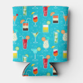 Cocktailmuster im Aquamarinen Hintergrund Dosenkühler (Vorderseite)