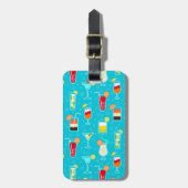 Cocktailmuster im Aquamarinen Hintergrund Gepäckanhänger (Vorderseite vertikal)