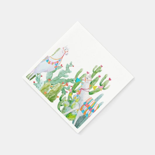 Cocktailpapier Napkin Boho Llama Bohemisch Cacti D Serviette (Ecke)