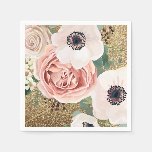 Cocktailpapier Napkin Geometric Garden Rose Gold Serviette (Vorderseite)
