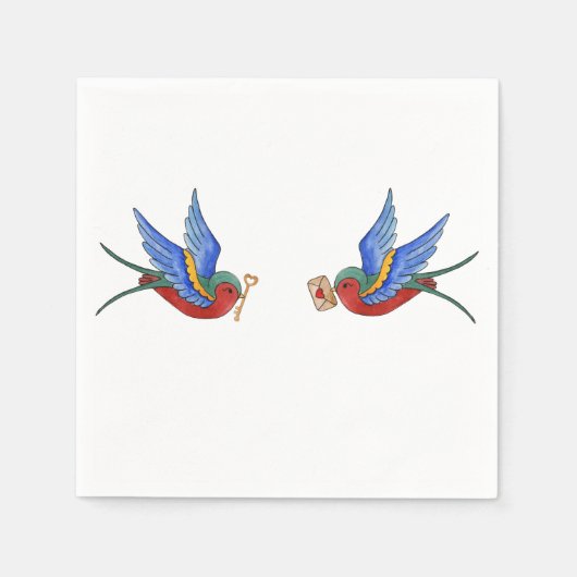 Cocktailpapier Napkin Traditioneller Bird Tattoo S Serviette (Vorderseite)