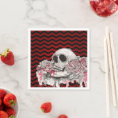 Cocktailpapier Napkinskull Rose Zickzack schwarz Serviette (Beispiel)