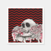 Cocktailpapier Napkinskull Rose Zickzack schwarz Serviette (Vorderseite)