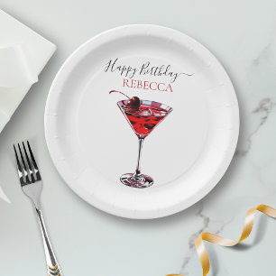 Cocktailparty Kirsch Martini Alles Gute zum Geburt Pappteller
