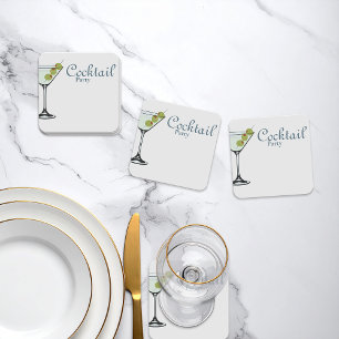 Cocktailparty-Unterlage mit Martini-Glas-Motiv Rechteckiger Pappuntersetzer