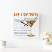 Cocktailpause Auf schmutzigen Martini-Rezept Quadratische Wanduhr (Zuhause)