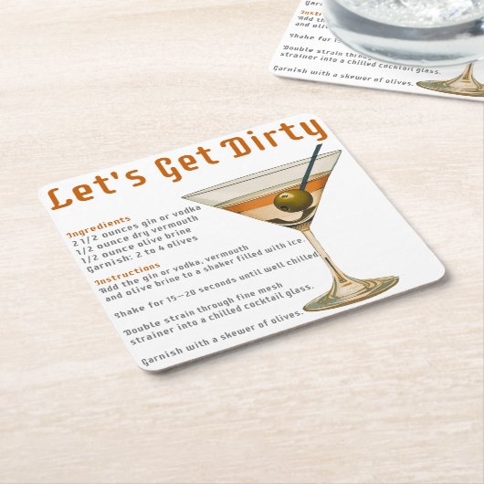 Cocktailpause Auf schmutzigen Martini-Rezept Rechteckiger Pappuntersetzer (angewinkelt)