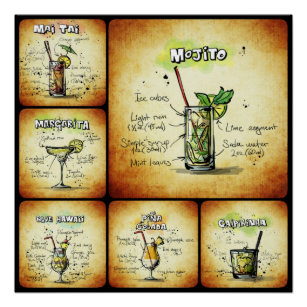 Cocktail Rezepte Poster Zazzle De