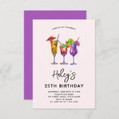 Cocktails 25. Geburtstagsparty Einladung (Vorne/Hinten)