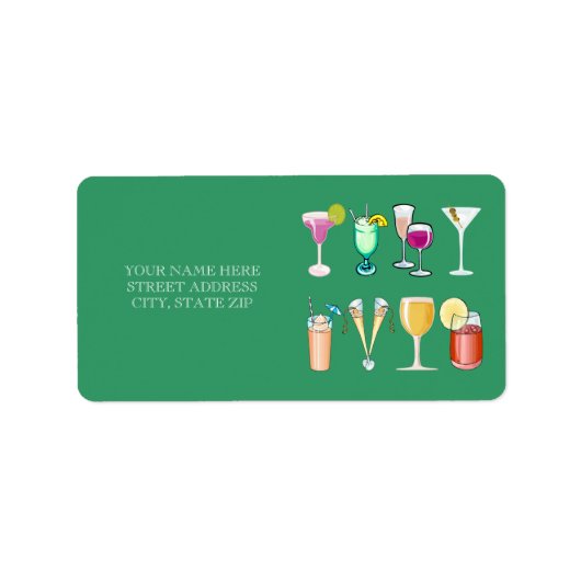 Cocktails Adresse Mailing Labels Adressaufkleber (Vorne)