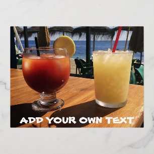 Cocktails am Meeresbenutzertext Folien Feiertagspostkarte