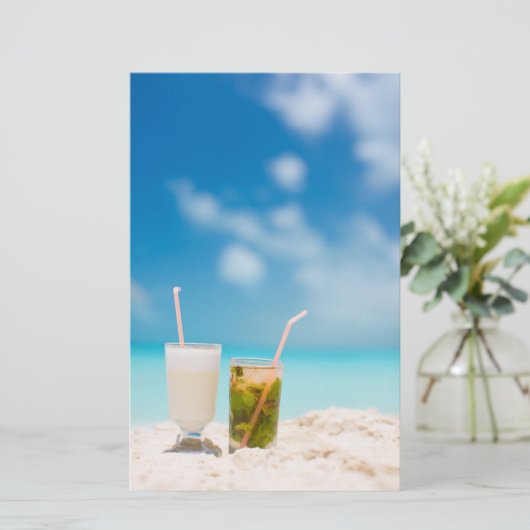 Cocktails am Strand Briefpapier (Stehend Vorderseite)