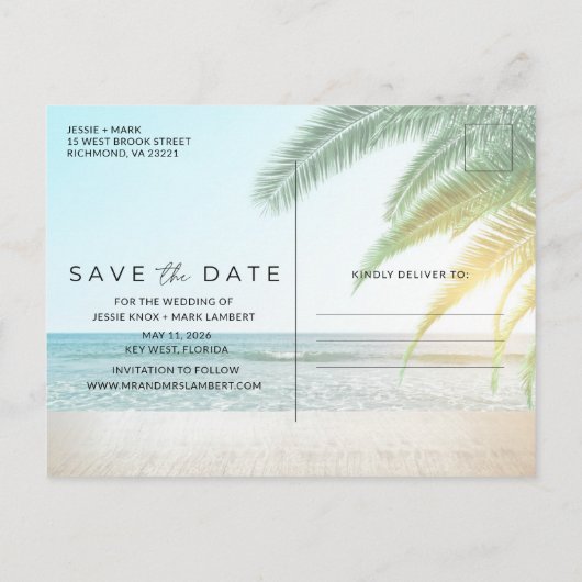 Cocktails am Strand Hochzeit Save the Date Ankündigungspostkarte (Rückseite)