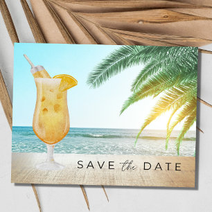 Cocktails am Strand Hochzeit Save the Date Ankündigungspostkarte