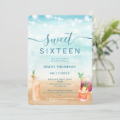 Cocktails an Strandreihen im Sommer süß 16 Einladung (Stehend Vorderseite)