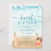 Cocktails an Strandreihen im Sommer süß 16 Einladung (Vorderseite)