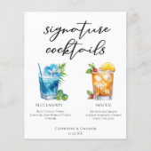 Cocktails auf dem Hochzeitmenü für tropische Signa (Vorderseite)