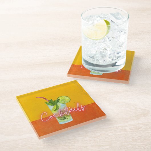 Cocktails Bar Glasuntersetzer (Schrägansicht)