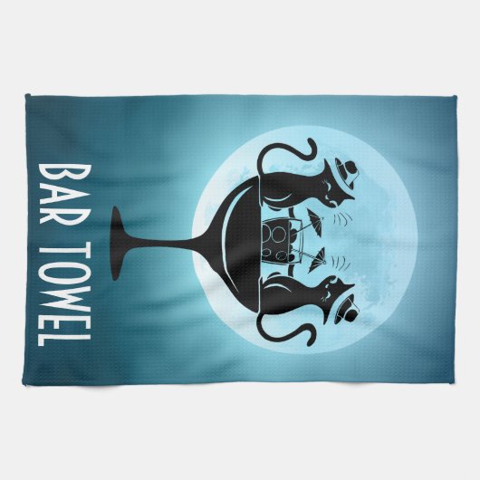 Cocktails Bar Katzen Geschirrtuch (Horizontal)