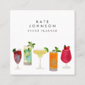 Cocktails Barkeeper Event Plane QR Code Quadratische Visitenkarte (Vorderseite)