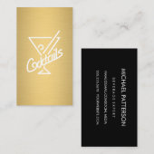 Cocktails/Barkeeper (Gold Metallic) Visitenkarte (Vorne/Hinten)