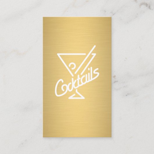 Cocktails/Barkeeper (Gold Metallic) Visitenkarte (Vorderseite)