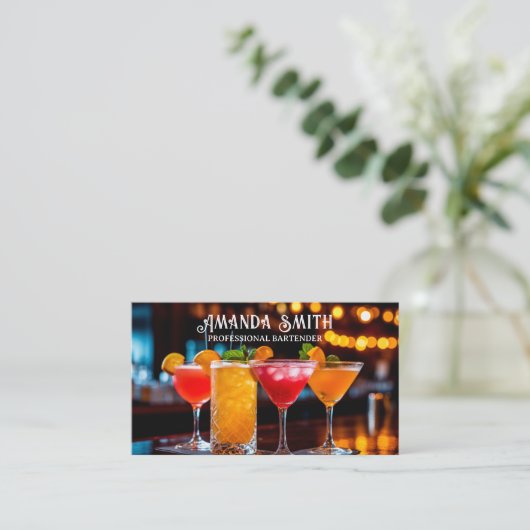 Cocktails Beruflicher Barkeeper Business Visitenkarte (Stehend Vorderseite)