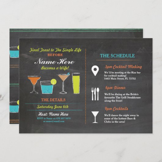 Cocktails Brautparty Piazza della Riforma Programm (Vorne/Hinten)