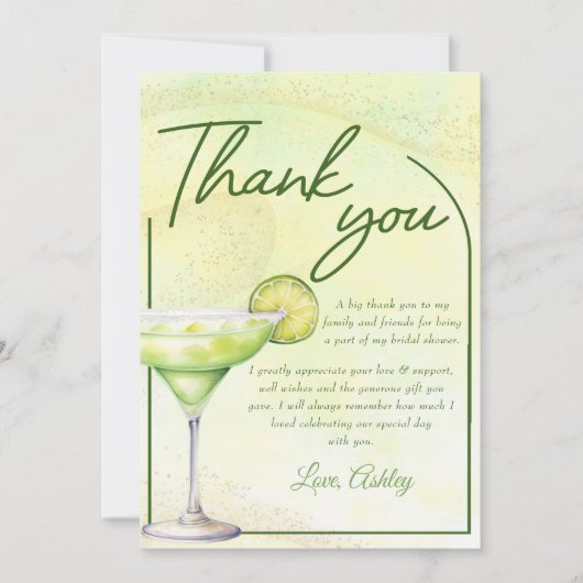 Cocktails Brunch & Brautparty Dankeskarte (Vorderseite)