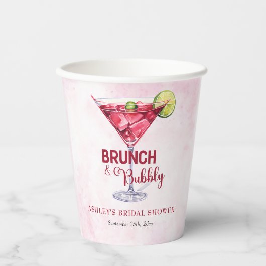 Cocktails Brunch & Brautparty Pappbecher (Vorderseite)