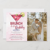 Cocktails Brunch & Bubbly Brautparty Foto Einladung (Vorderseite)