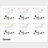 Cocktails Cake Balloons Gold Schwarz Frohe Weihnac Quadratischer Aufkleber (Blatt)