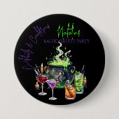 Cocktails & Cauldrons Halloween-Junggesellinnenabs Button (Vorderseite)