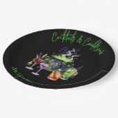 Cocktails & Cauldrons Halloween-Junggesellinnenabs Pappteller (Schrägansicht)