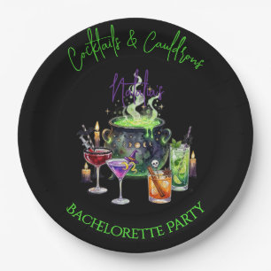 Cocktails & Cauldrons Halloween-Junggesellinnenabs Pappteller