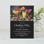 Cocktails Christmas Party Einladung (Stehend Vorderseite)