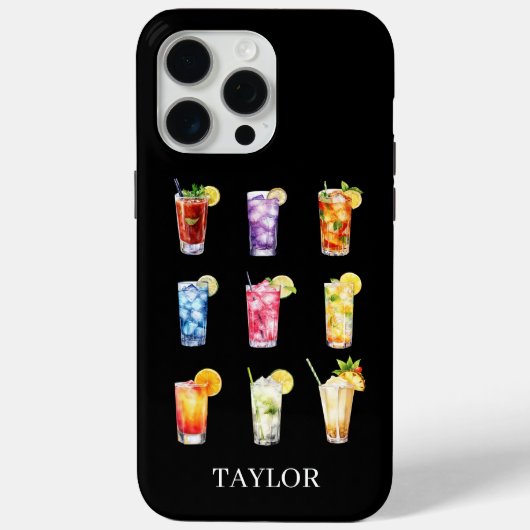 Cocktails Cocktails Cocktails Monogrammed Case-Mate iPhone Hülle (Rückseite)