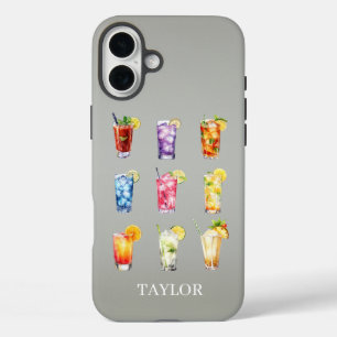Cocktails Cocktails Cocktails Monogrammiert iPhone 16 Plus Hülle