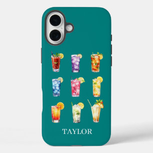 Cocktails Cocktails Cocktails Monogrammiert iPhone 16 Plus Hülle