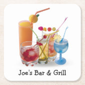 Cocktails Collection für Bar Square Paper Unterset Rechteckiger Pappuntersetzer (Vorderseite)